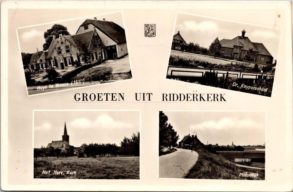 Groeten uit Ridderkerk - 3 ansichtkaarten, Verzenden, 1940 tot 1960, Gelopen, Zuid-Holland