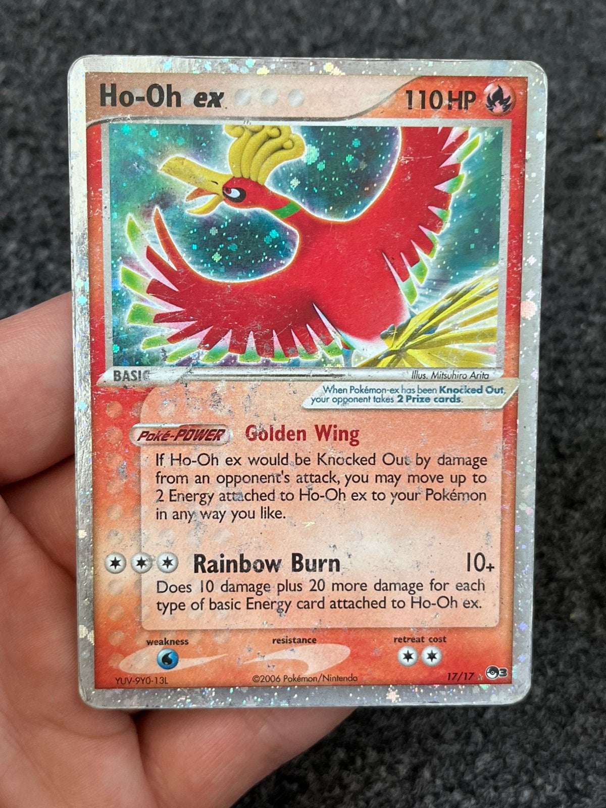 Pokémon Ho-oh ex holo #17 Pop 3 series - poor, Ophalen of Verzenden, Zo goed als nieuw, Losse kaart, Foil