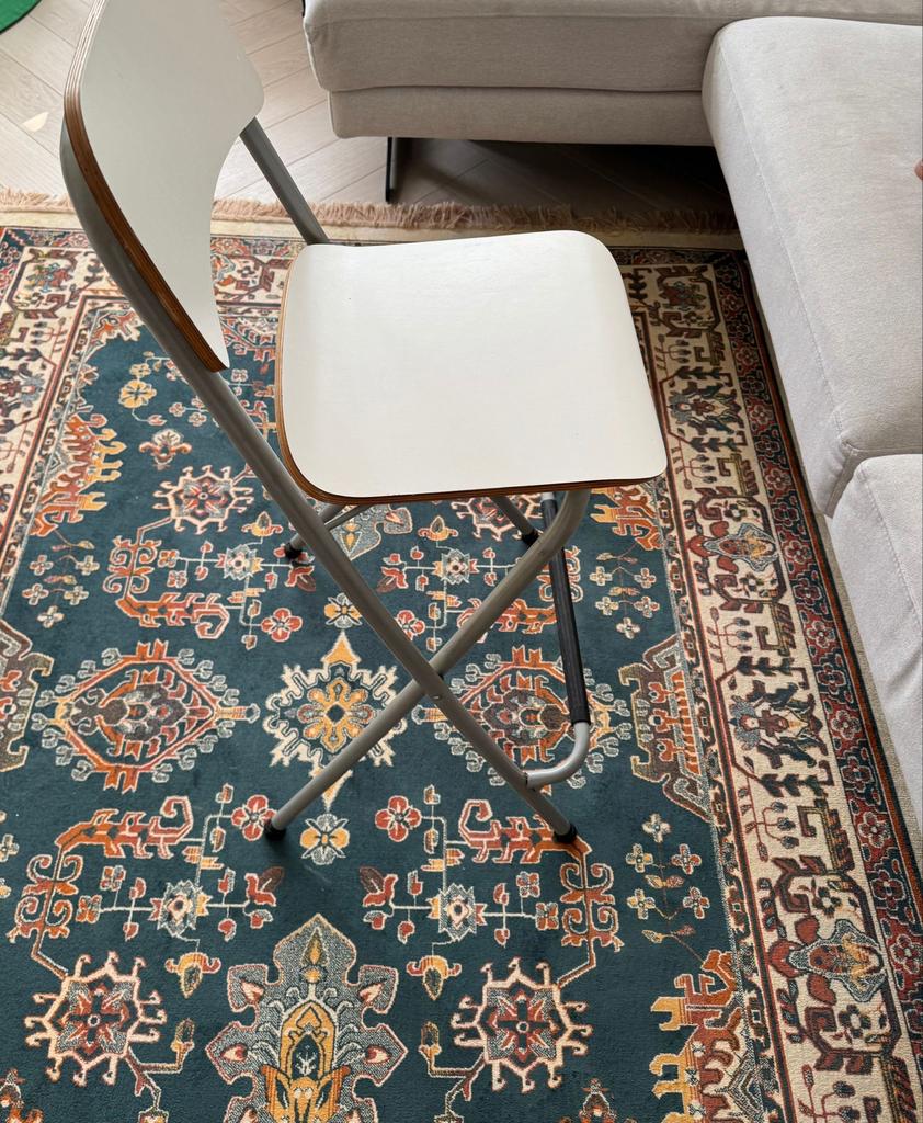 Set van 2 opvouwbare barkrukken - Wit met metaal, Huis en Inrichting, Stoelen, Ophalen, Gebruikt, Drie, Wit