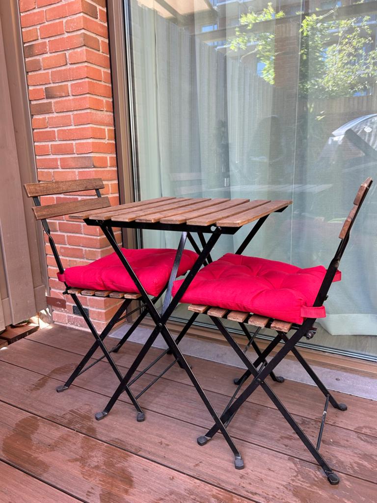 2 rode buitenkussens voor tuinmeubelen, Tuin en Terras, Tuinsets en Loungesets, Ophalen, Gebruikt, Overige materialen, Tuinset