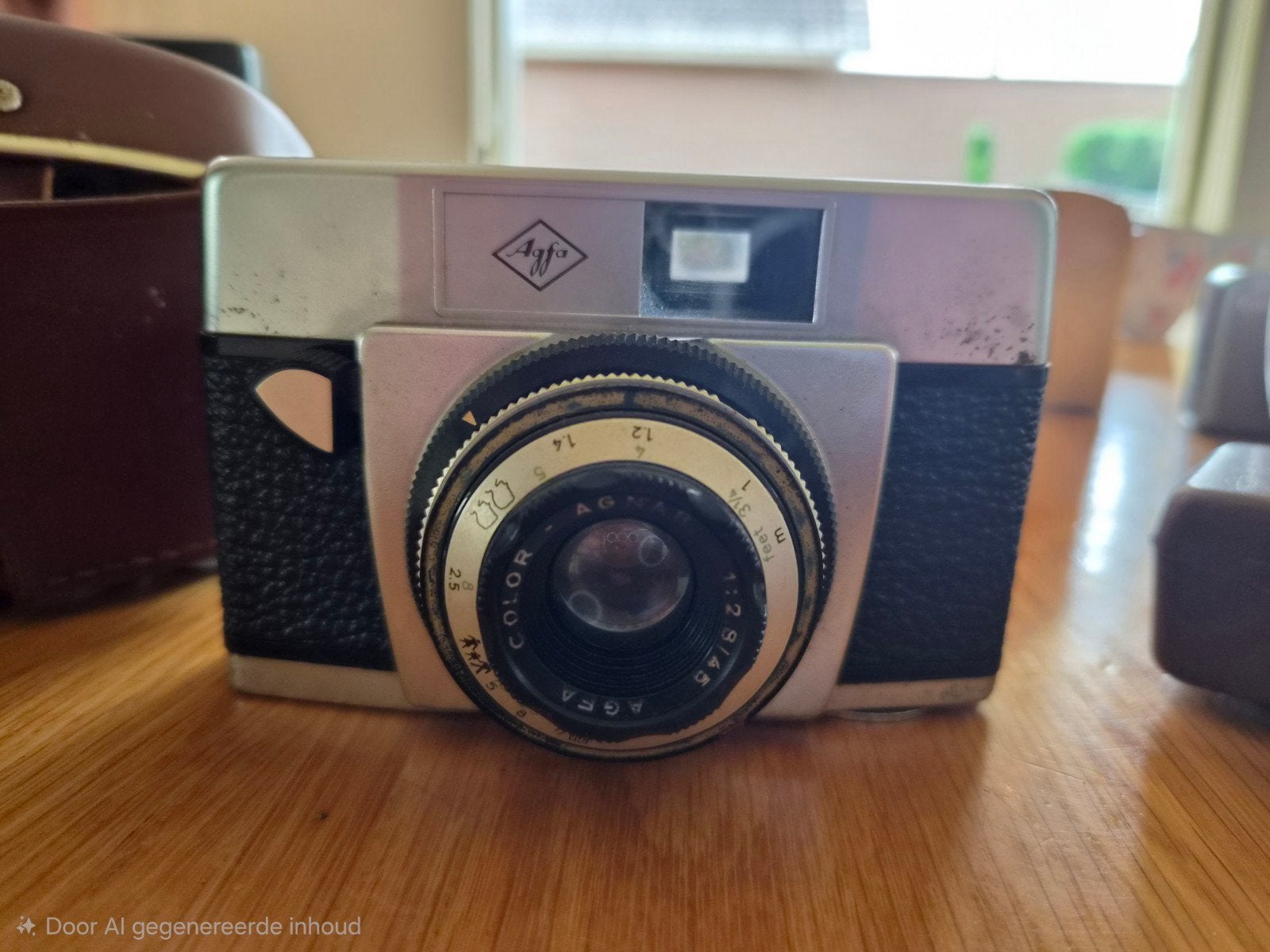 Vintage Agfa Color Agnar camera met leren tasje, Ophalen of Verzenden, Compact, Overige Merken