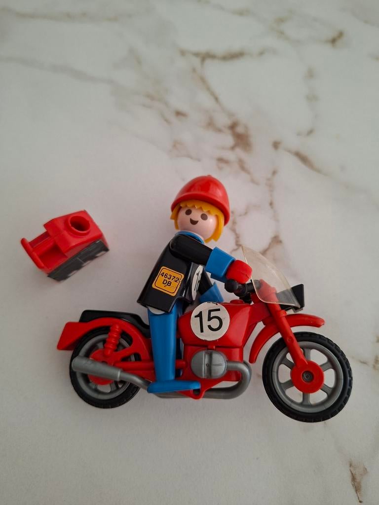 Playmobil motor met coureur en jerrycan, Ophalen of Verzenden, Gebruikt, Los playmobil
