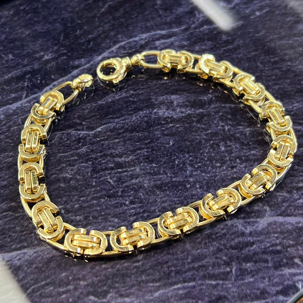 14k gouden armband platte koningsschakel nieuw, Ophalen of Verzenden, Nieuw, Goud