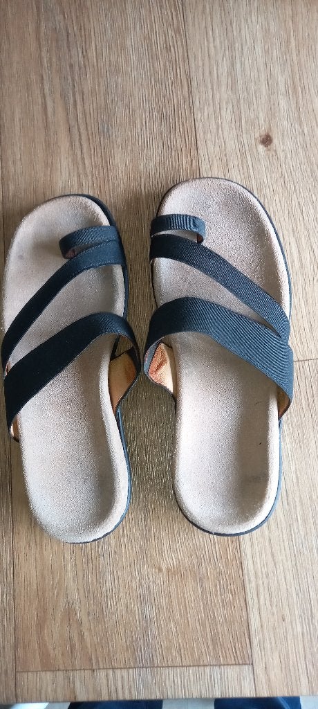 Gabor zwarte teenslippers maat 38., Slippers, Zwart, Gabor, Ophalen of Verzenden