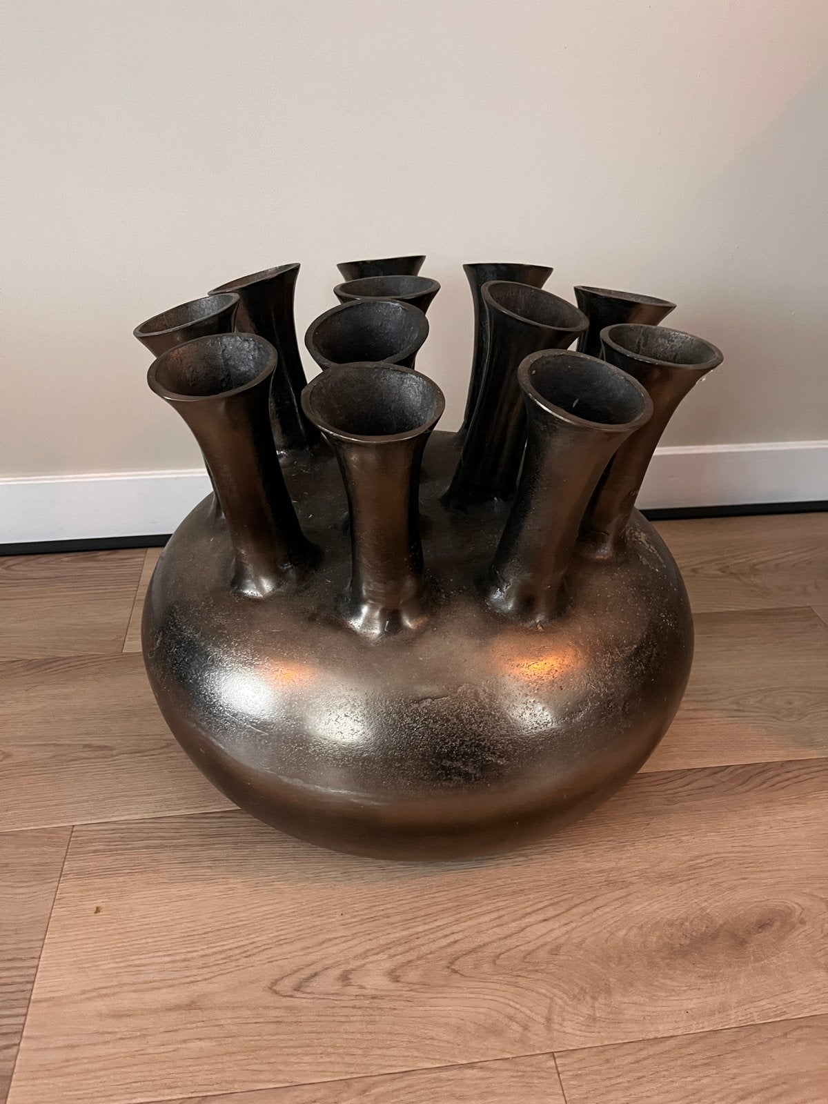 Grote bronzen tulpenvaas - Uniek design, Ophalen of Verzenden