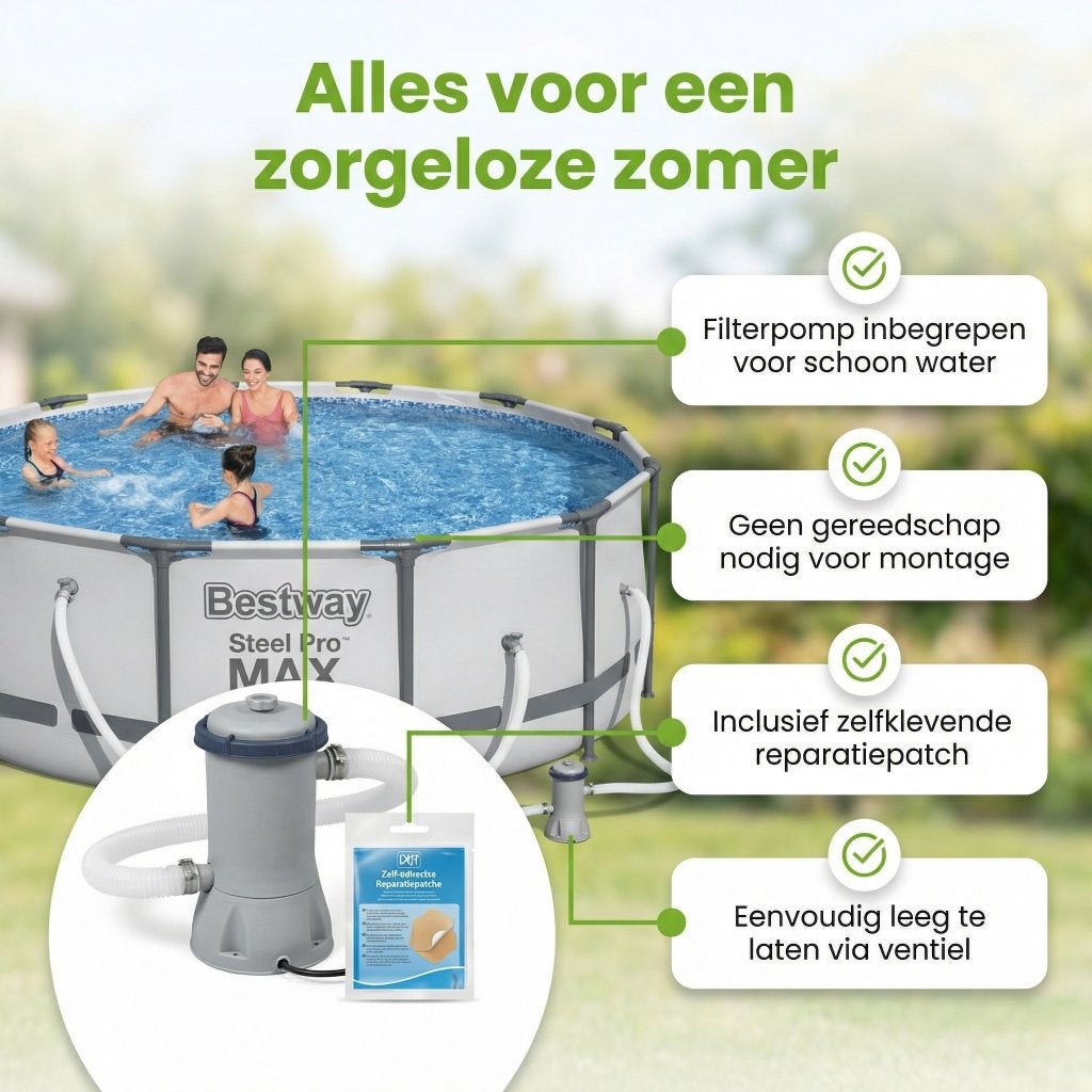 zwembad met extra zandfilter pomp erbij, Ophalen, 80 tot 120 cm, Rond, 300 cm of meer