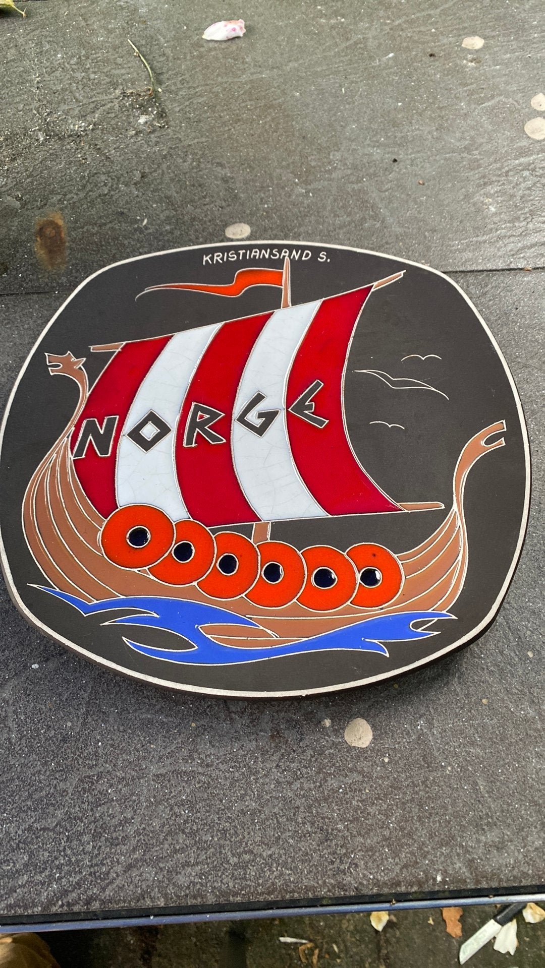 Vintage viking wandbord norge, Ophalen of Verzenden