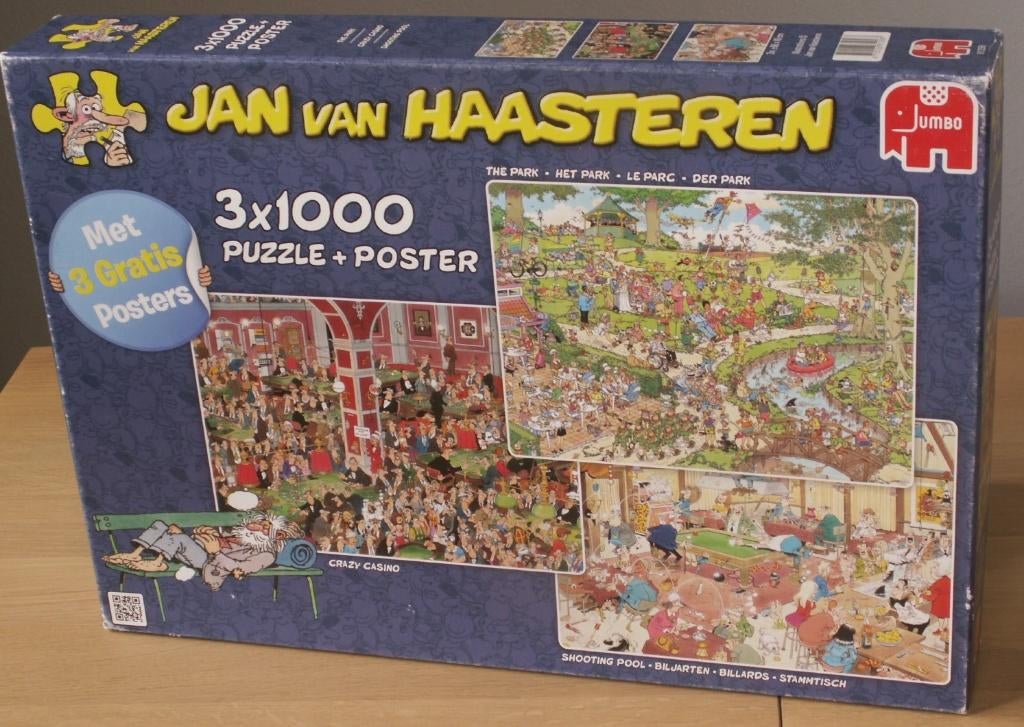 3x1000 stukjes Haasteren puzzel:Het Park, Crazy Casino, Bilj, Ophalen of Verzenden, 500 t/m 1500 stukjes, Zo goed als nieuw