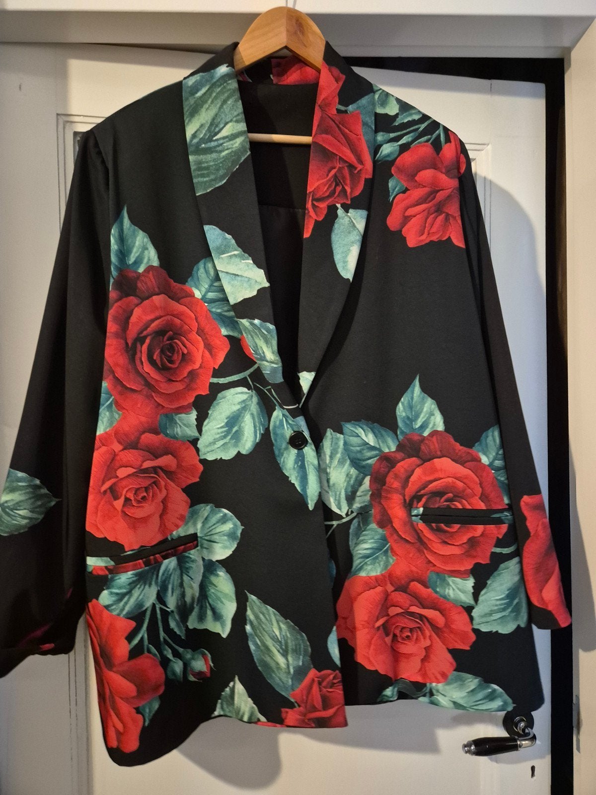 Sophia Curvy Blazer ZGAN MT 2XL/52 - Roosjes Print, Sophia Curvy, Ophalen of Verzenden, Zo goed als nieuw, Meerkleurig