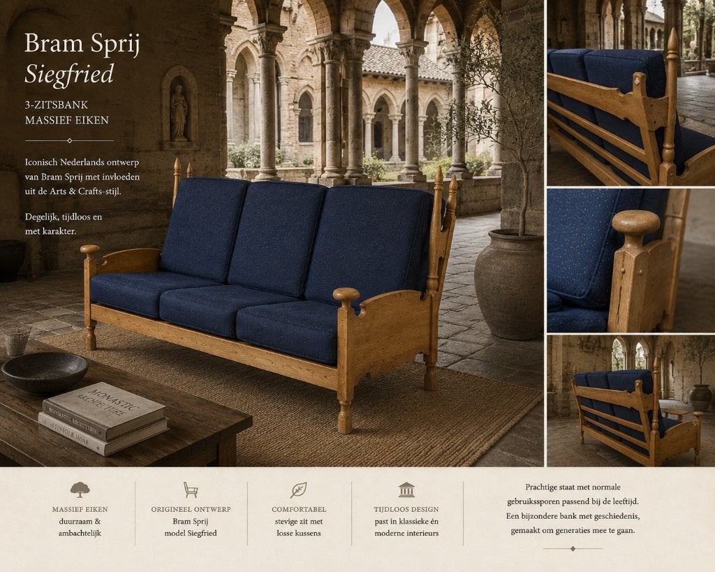 Bram Sprij Dutch Design Siegfried bank 3-zits, Ophalen, Overige materialen, Gebruikt, 150 tot 200 cm