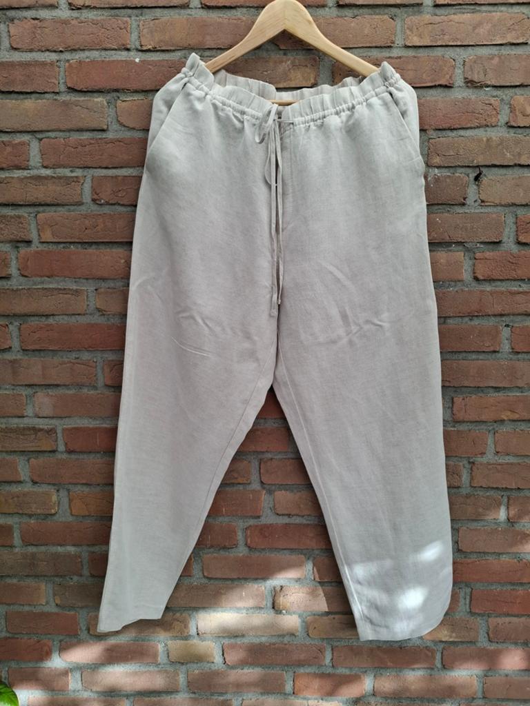 H&M Linnen Blend Broek - Maat L, H&M, Beige, Maat 42/44 (L), Ophalen of Verzenden