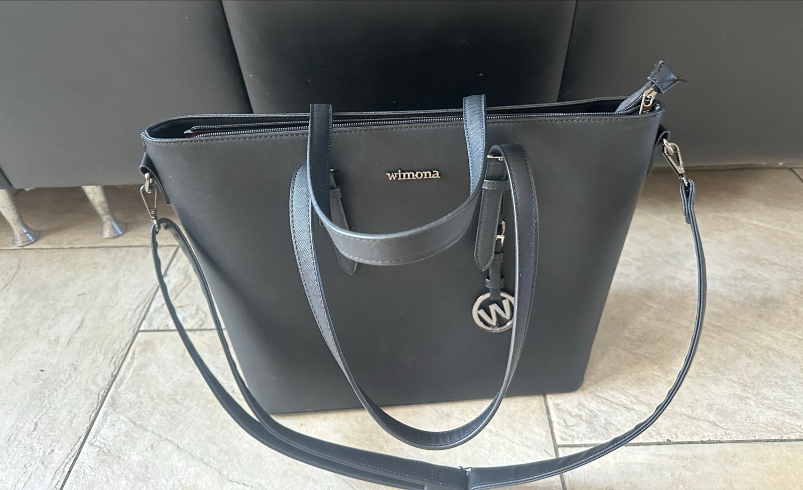 Zwarte Wimona Shopper/Handtas - Zo goed als nieuw, Ophalen of Verzenden, Zo goed als nieuw, Zwart, Shopper