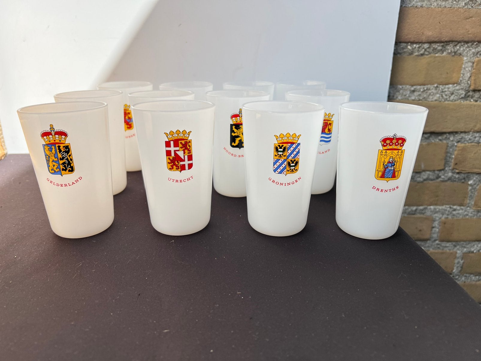 Te Koop Provincie Glazen Melkglas France 12 Glazen, Verzamelen, Glas en Borrelglaasjes, Ophalen of Verzenden, Zo goed als nieuw