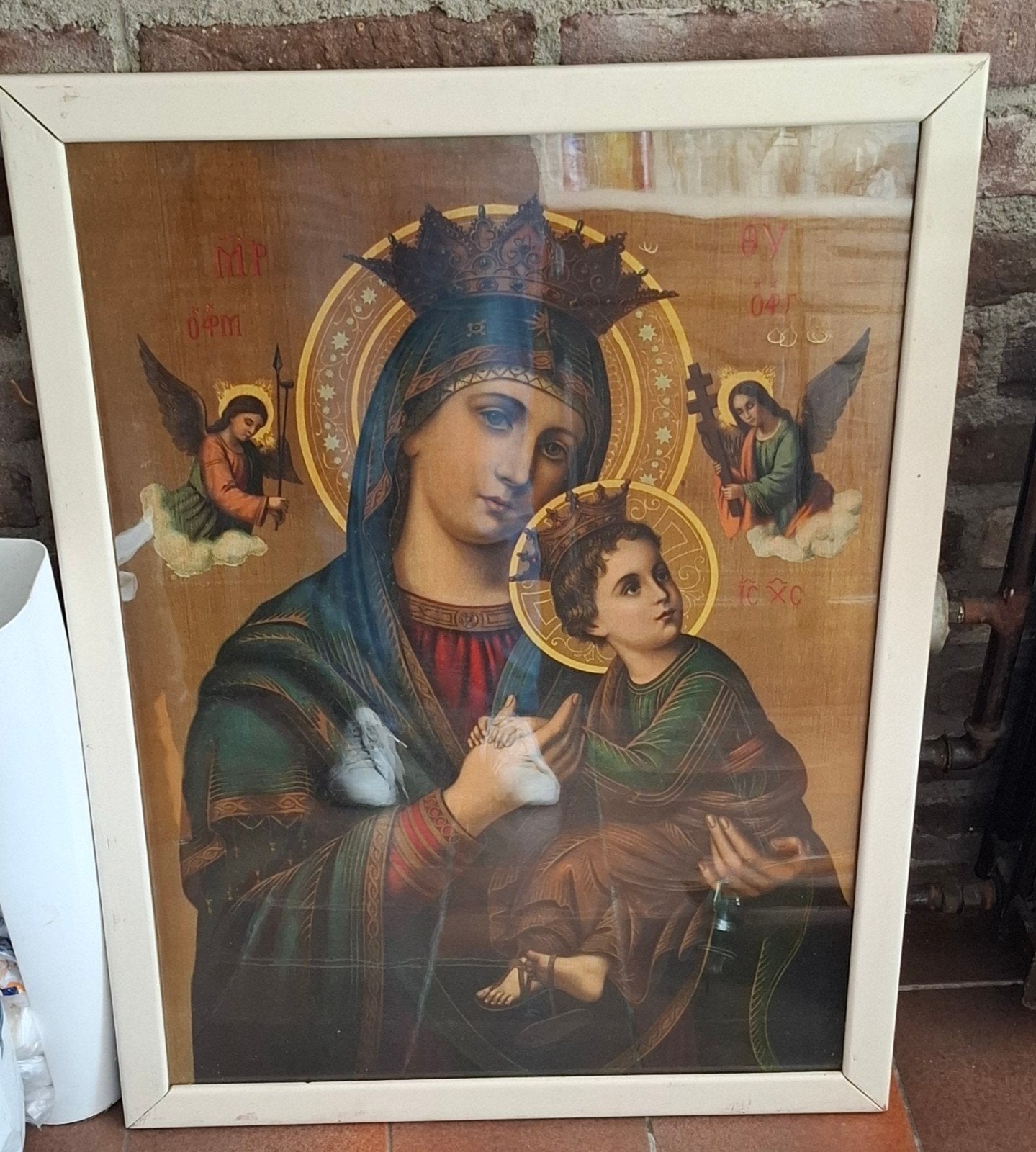 Ingelijste afbeelding van Maria met kind - 59x77 cm, Antiek en Kunst, Ophalen of Verzenden