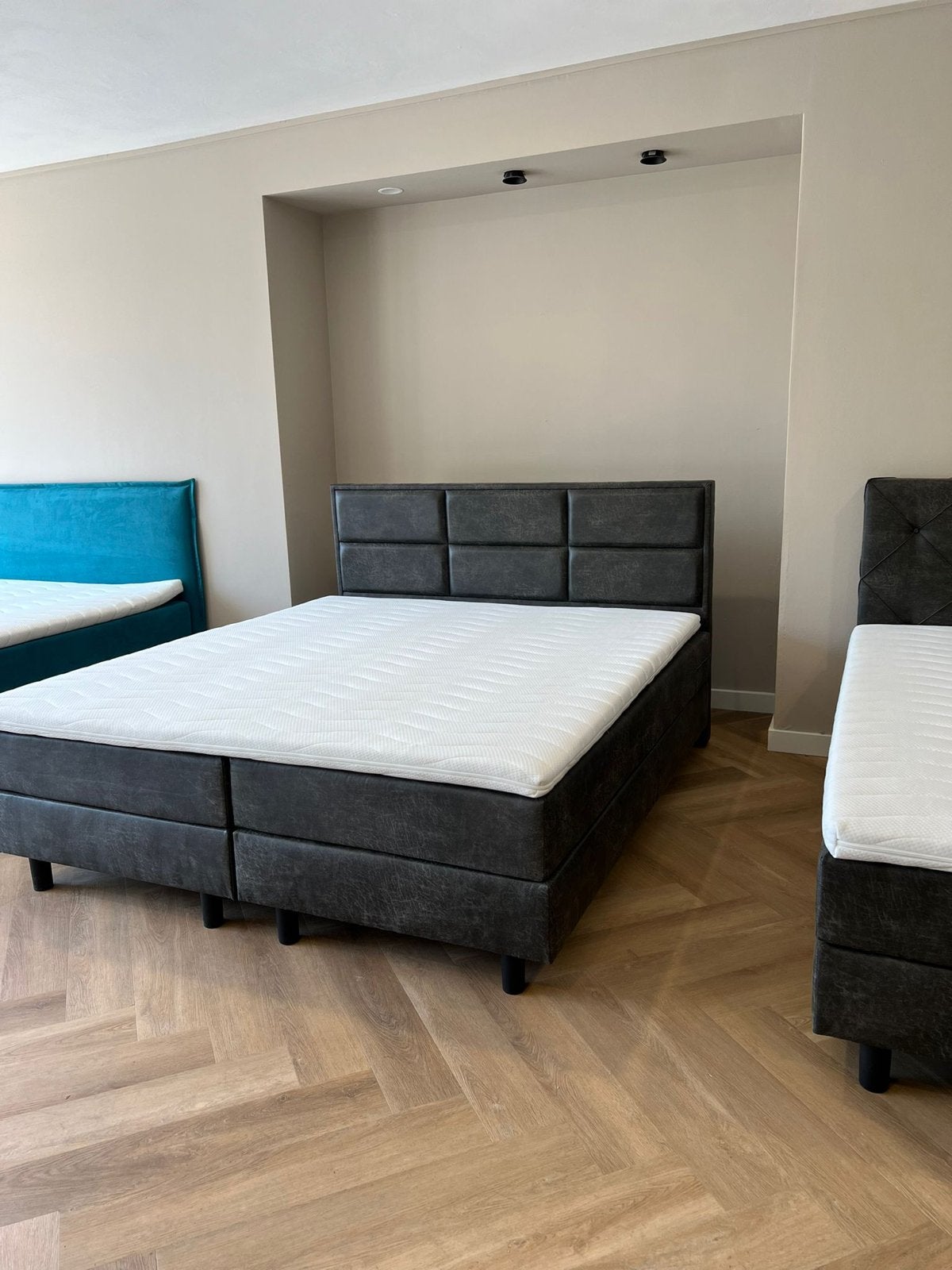 Comfortabel Boxspring Bed - Diverse Maten en Kleuren, Ophalen, 200 cm, Grijs, 160 cm