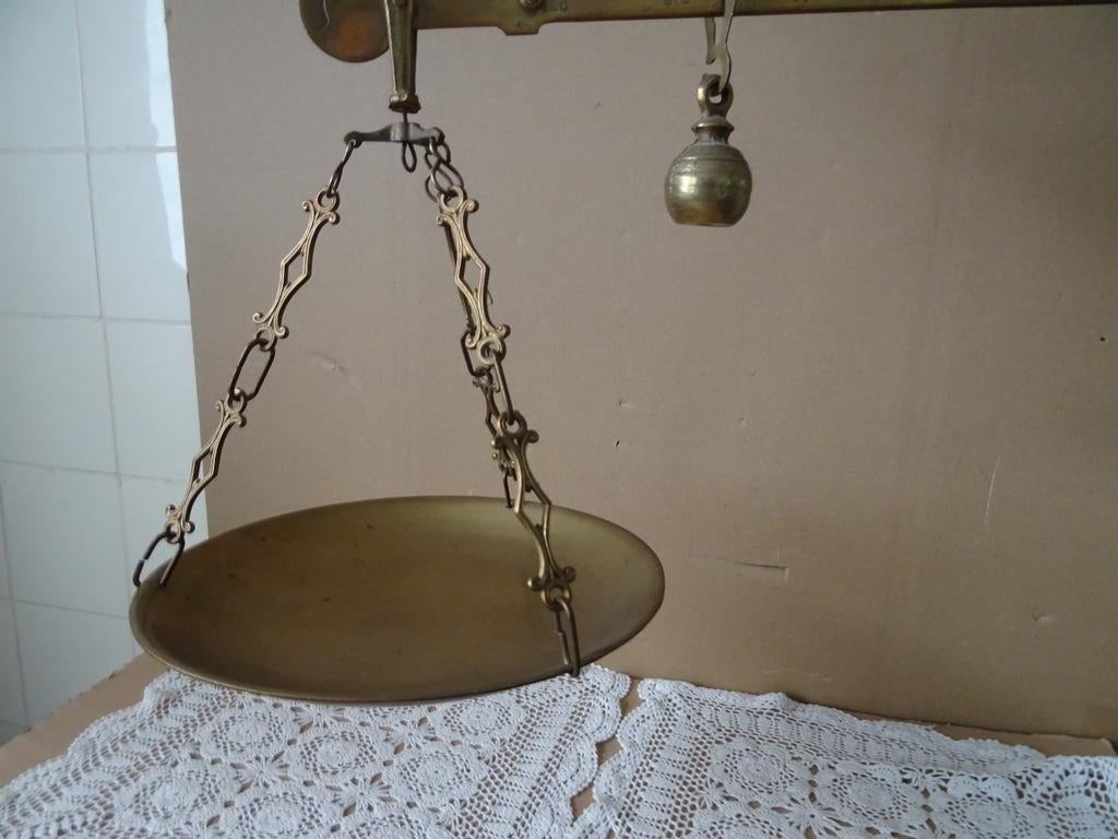 Curiosa antieke weegschaal antieke koperen weegschaal 1920, Antiek en Kunst, Antiek | Gereedschap en Instrumenten, Ophalen of Verzenden