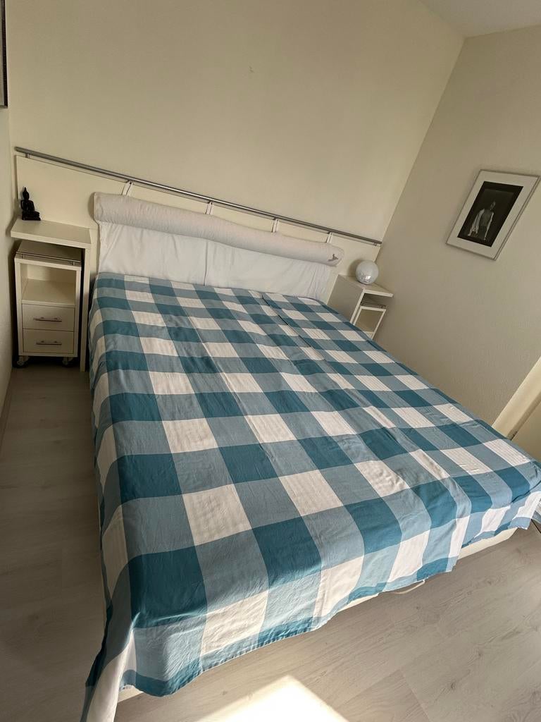 Mooie Boxspring met ombouw van Jan des Bouvrie, Ophalen, Gebruikt, Tweepersoons, 180 cm