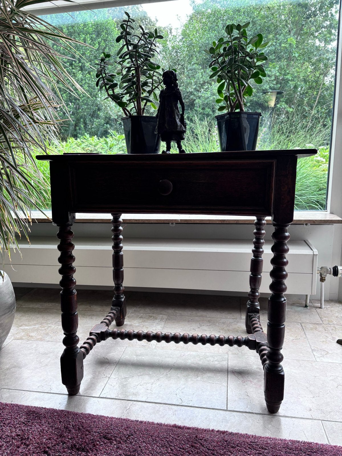 Antieke eikenhouten sidetable met lade, Ophalen