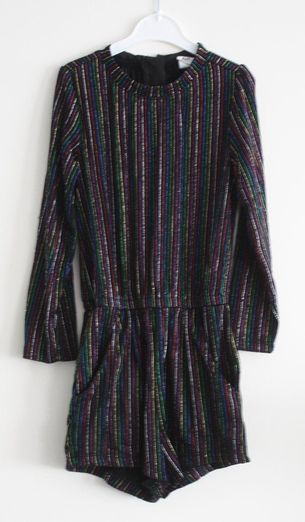 jumpsuit zwart met glitter strepen  maat 110-116, Ophalen of Verzenden, Gebruikt, Meisje, Jurk of Rok