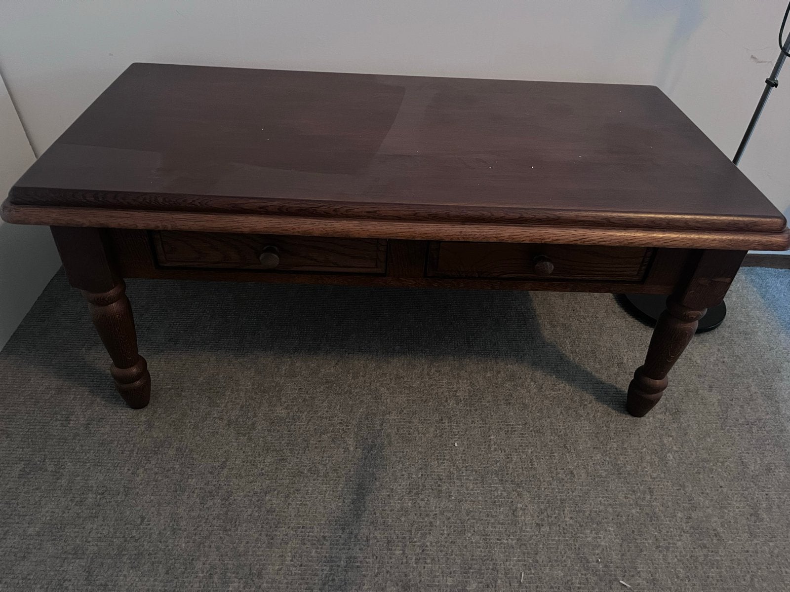 Klassieke houten salontafel met lades, Ophalen, Gebruikt, 100 tot 150 cm, 50 tot 100 cm