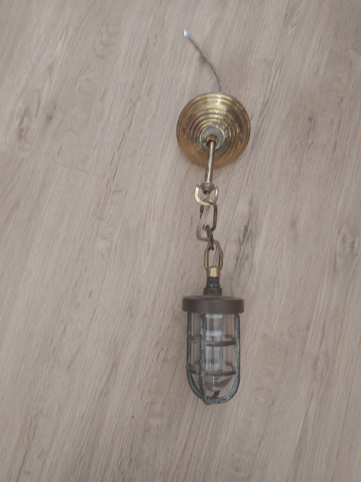 Kleine bronzen bully lamp kooilamp in zeer goede staat, Ophalen of Verzenden