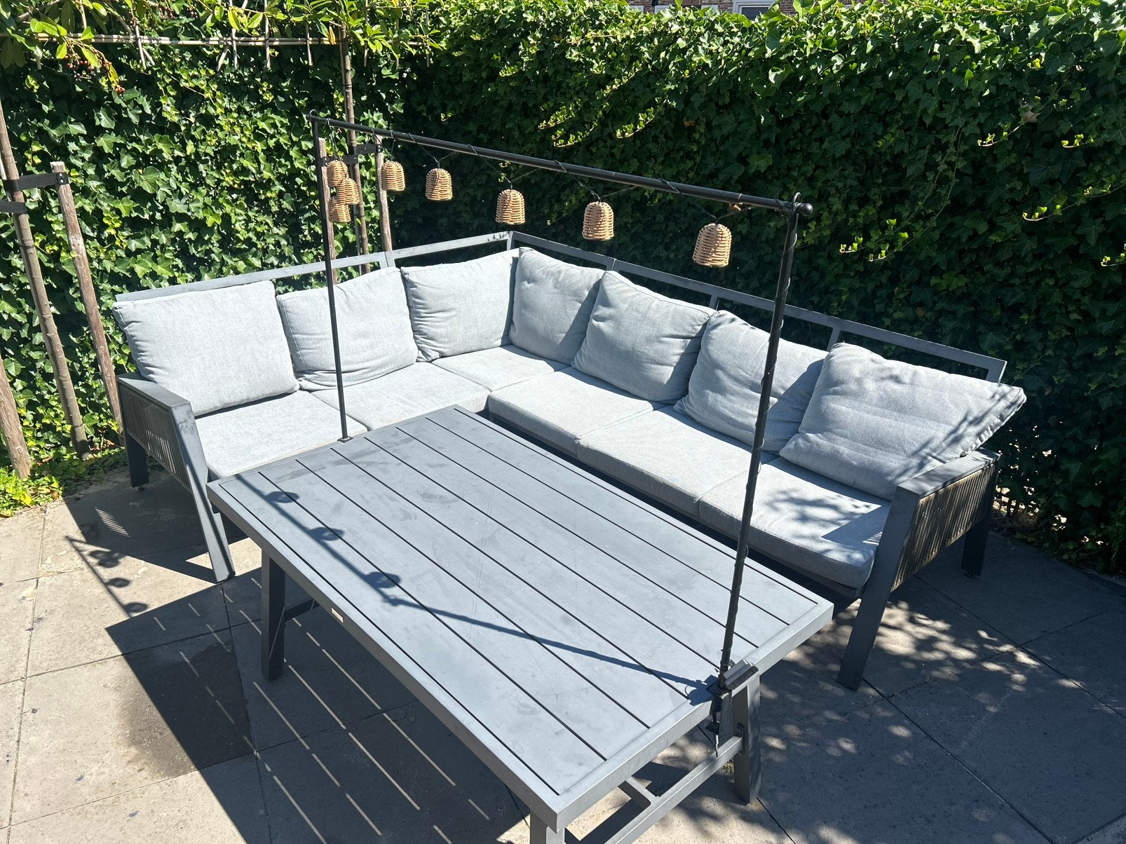 Lounge / dining set in nette staat 200x260, Tuin en Terras, Tuinsets en Loungesets, Ophalen, Gebruikt, 6 zitplaatsen, Aluminium