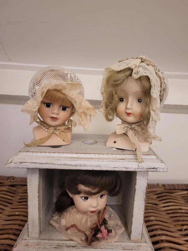 Vintage poppenhoofden, Verzamelen, Poppen, Ophalen of Verzenden, Gebruikt, Overige typen