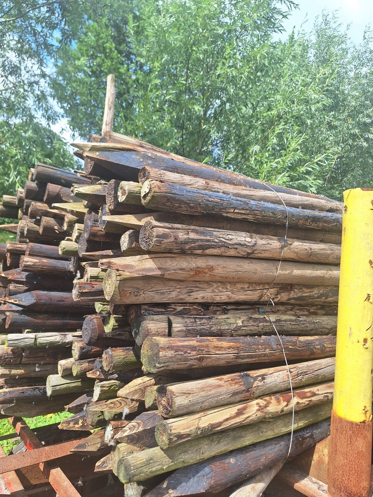 Boompalen, Tuinpalen, houten palen 300x 10 cm., Tuin en Terras, Ophalen, 250 cm of meer, Palen, Hardhout