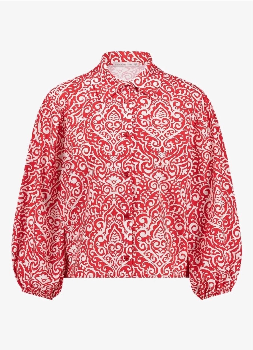 Rode blouse met barokprint - Studio Anneloes, Verzenden, Zo goed als nieuw, Maat 42/44 (L), Rood