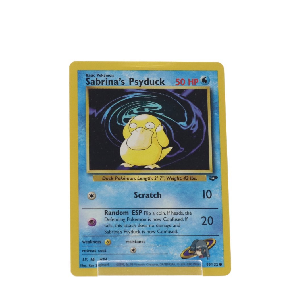 TCG Sabrina's Psyduck #99 NM, Nintendo, Zo goed als nieuw, Support@nintendo.com, 11-1 Hokotate-cho, Kamitoba, Minami-ku
Kyoto 601-8501
Japan