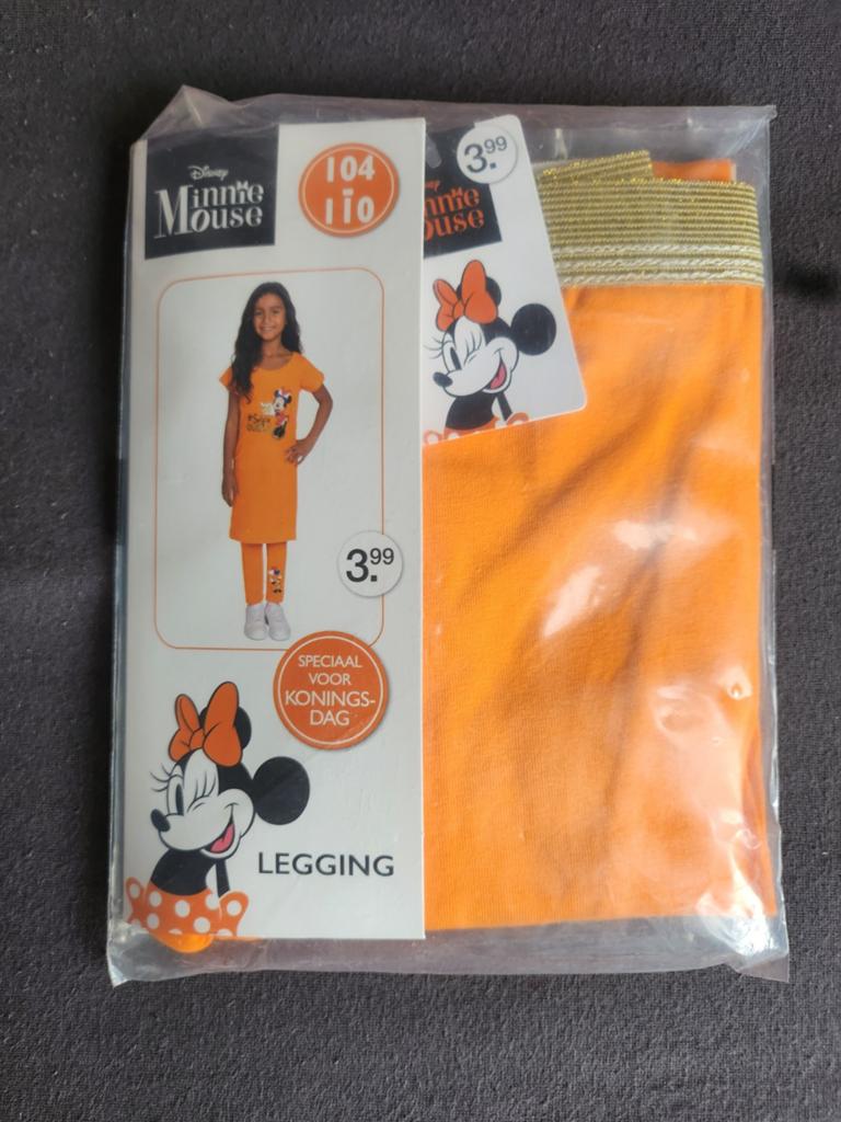 Disney oranje legging Minnie Mouse 104-110 NIEUW (hartjes), Kinderen en Baby's, Kinderkleding | Maat 104, Ophalen of Verzenden