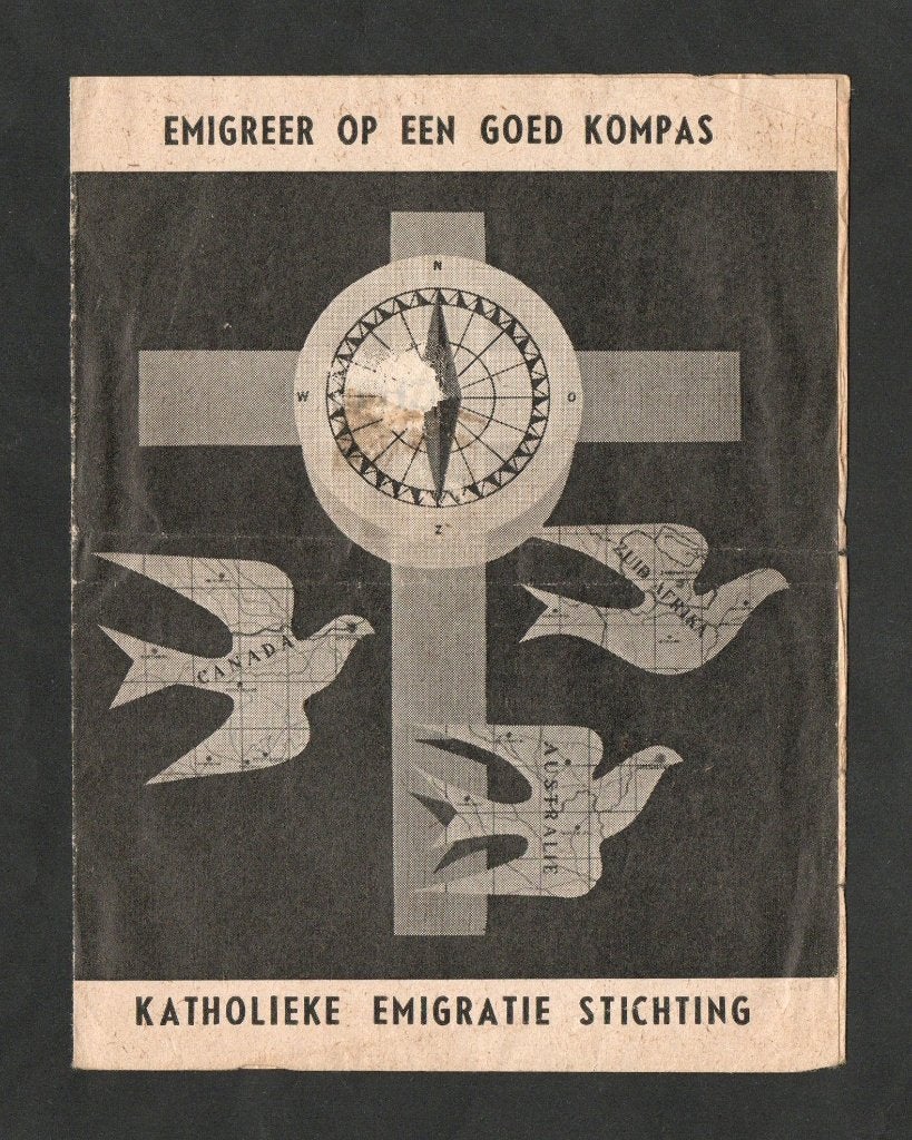 Folder Katholieke Emigratie Stichting op een Goed Kompas '54, Ophalen of Verzenden, Zo goed als nieuw
