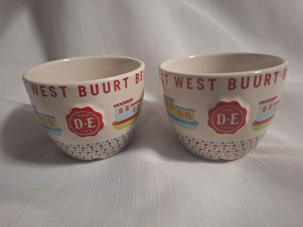 DOUWE EGBERTS Buurt best Oost west kopjes, 2 stuks, Overige materialen, Ophalen of Verzenden, Zo goed als nieuw, Overige stijlen