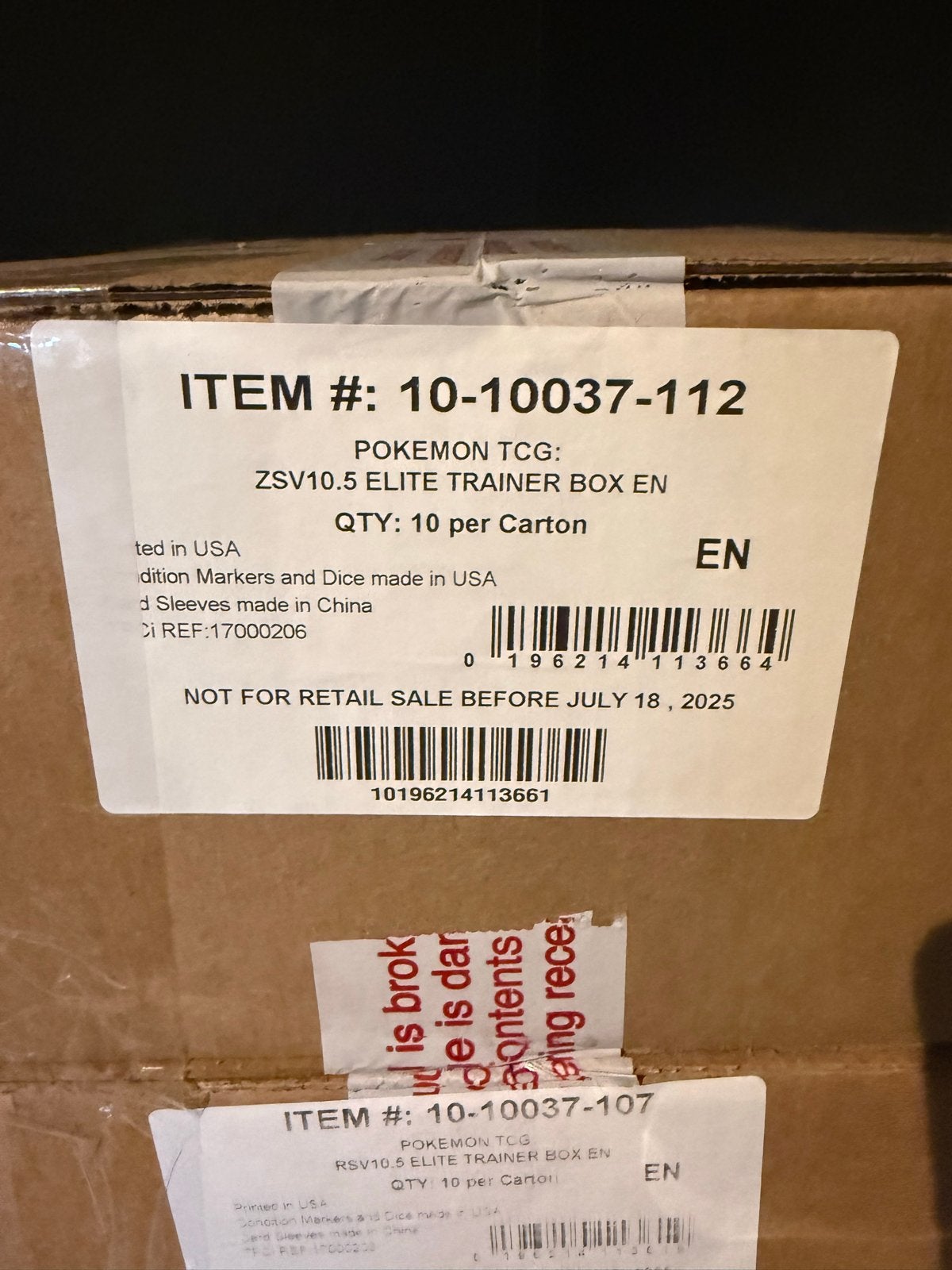 Pokémon Elite Trainer Box Case ZSV10.5 (10 stuks), Ophalen of Verzenden, Nieuw, Overige typen