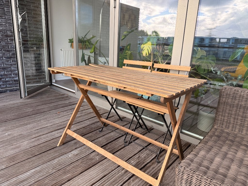 Outside table set, Ophalen, Zo goed als nieuw, Rechthoekig, Hout