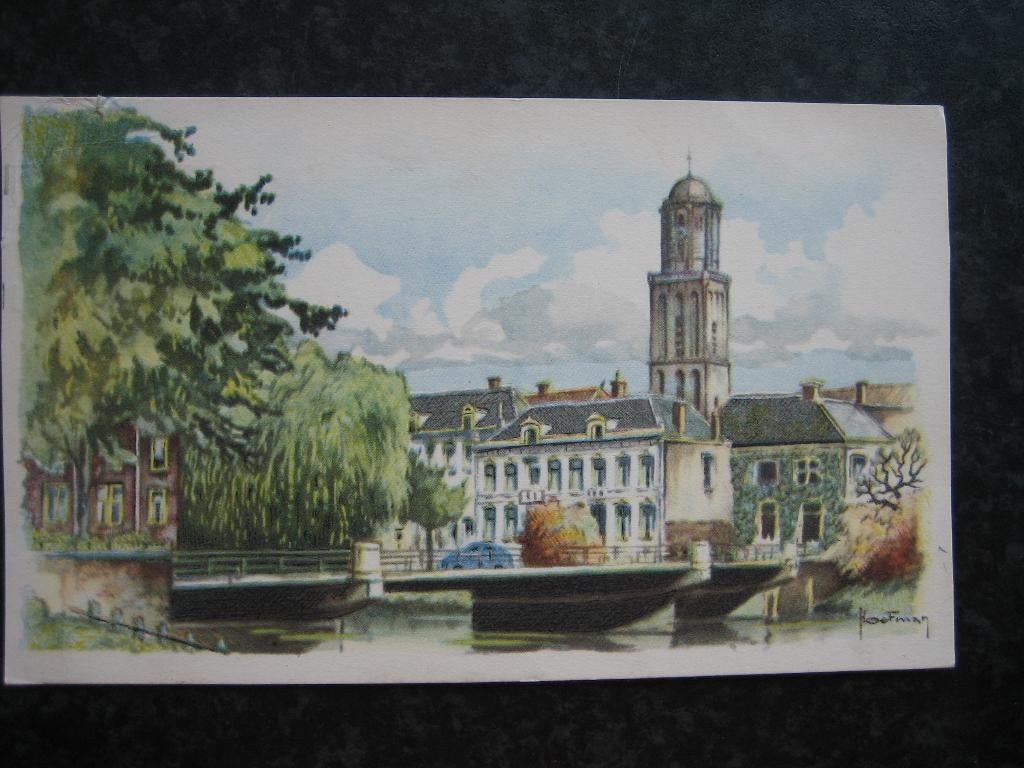 ZWOLLE Nieuwe Havenbrug G  Aquarel Hoefman, Ophalen of Verzenden, 1960 tot 1980, Overijssel
