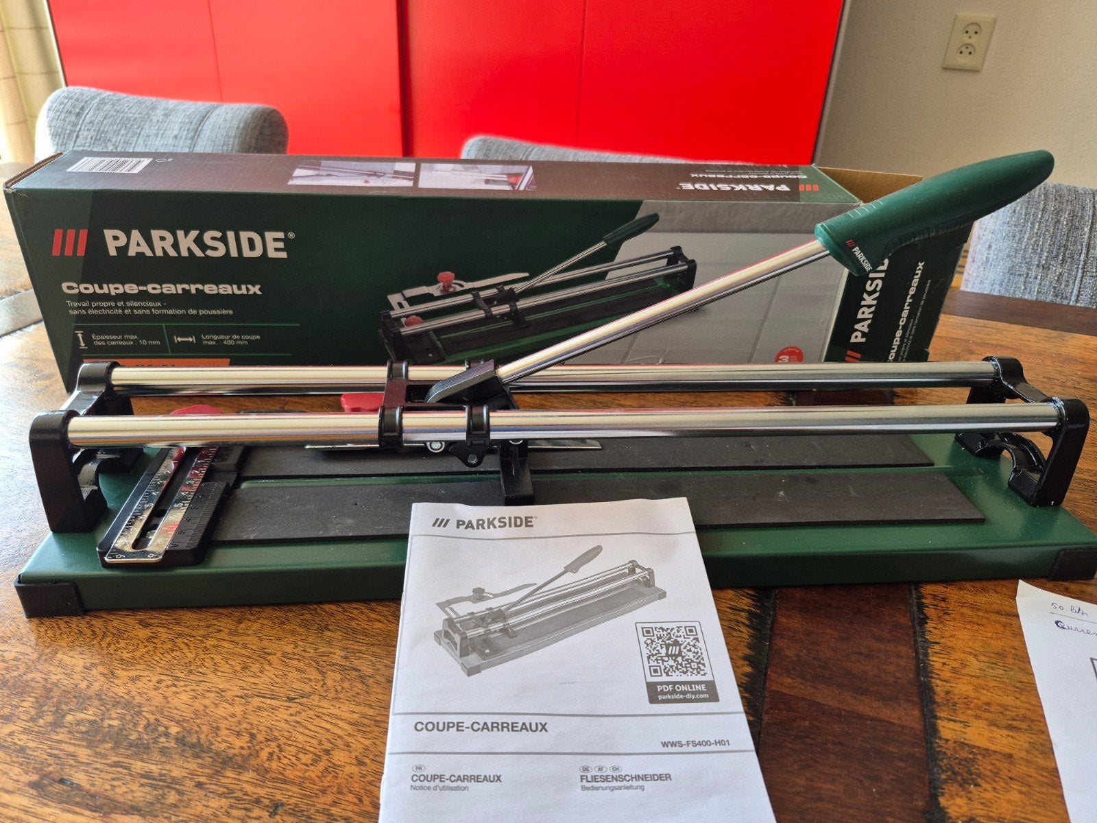 Parkside Tegelsnijder - Coupe-carreaux 400 mm, Doe-het-zelf en Verbouw, Gereedschap | Handgereedschap, Ophalen, Nieuw, Snijgereedschap