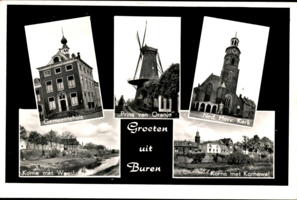 Buren KVR07 1718 5 Foto's van Buren, 1 Foto met Molen, Verzenden, 1960 tot 1980, Gelopen, Gelderland
