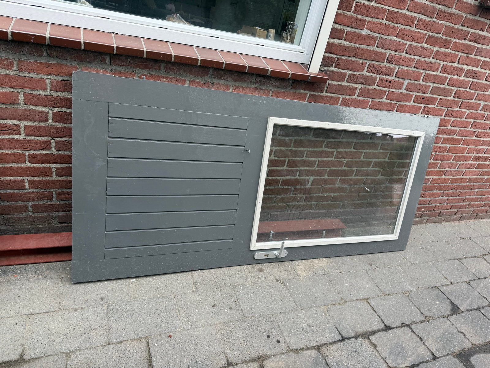 Hardhouten buitendeur met dubbel glas, Ophalen, Gebruikt, 120 cm of meer, Minder dan 200 cm