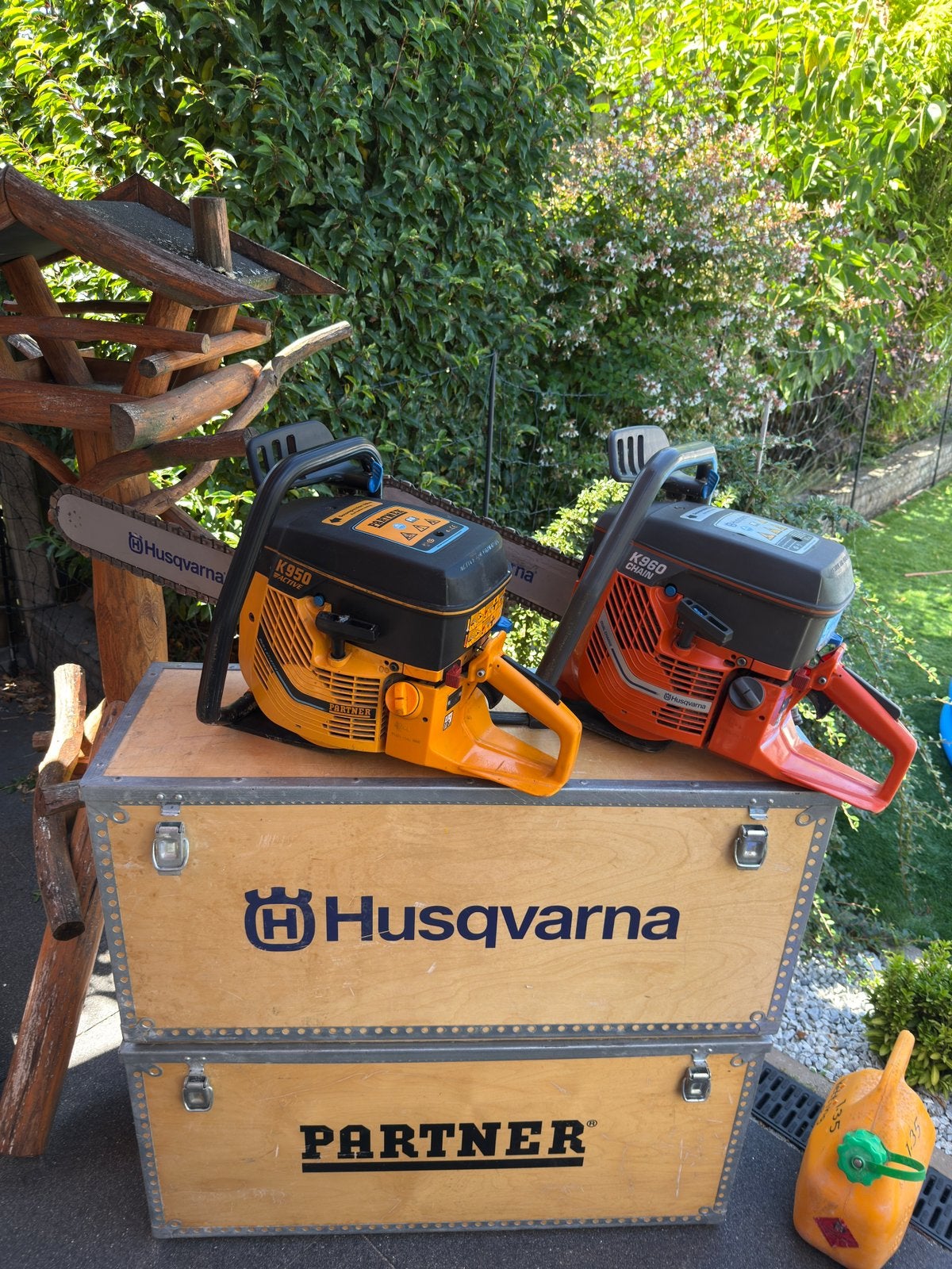 Husqvarna k960 diamantkettingzaag betonzaag muurzaag, Doe-het-zelf en Verbouw, Ophalen, Zo goed als nieuw