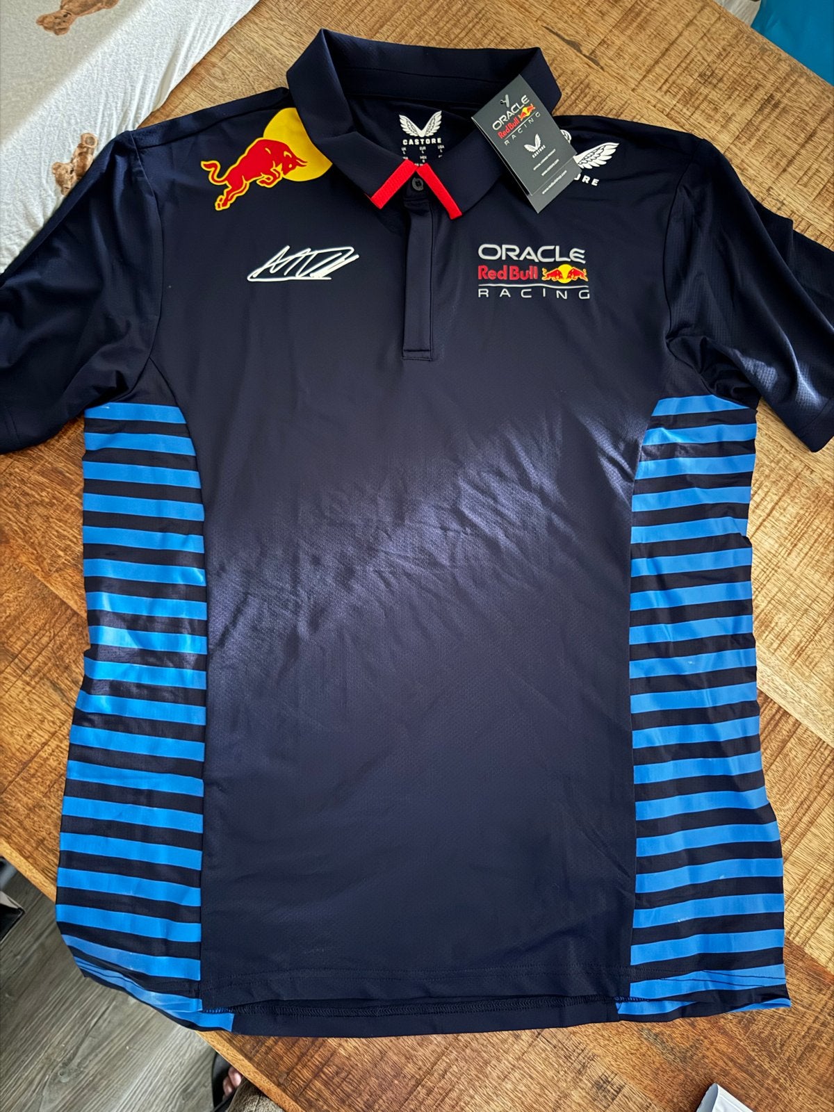 Red Bull Racing Max Verstappen Polo Maat L Nieuw met kaartje, Ophalen of Verzenden, Nieuw, Maat 52/54 (L), Blauw