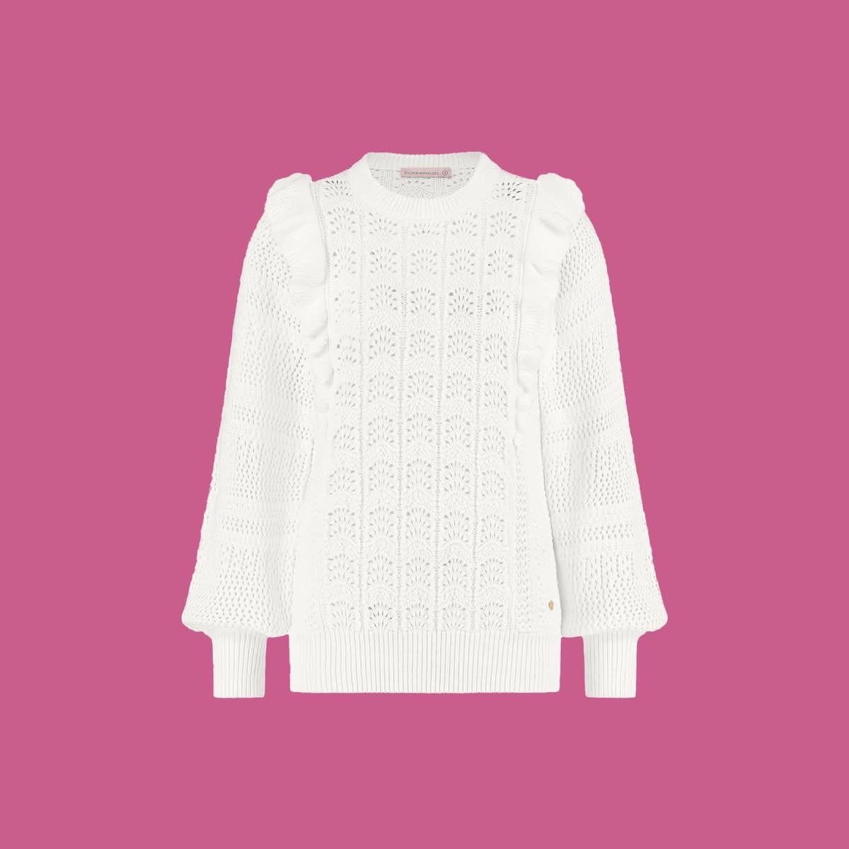 Studio Anneloes Lou Ruffle Pullover off white XS, Ophalen of Verzenden, Zo goed als nieuw, Maat 34 (XS) of kleiner, Wit