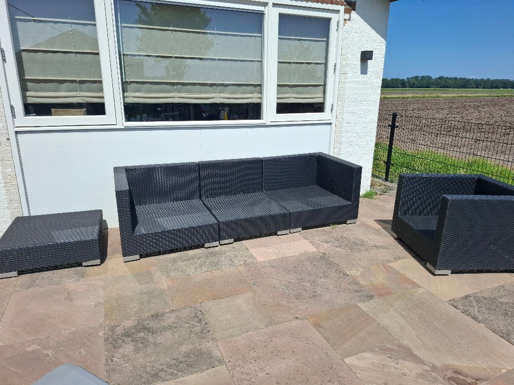 Aangeboden luxe lounge set, tuin set in zwart rotan look, Ophalen, 5 zitplaatsen, Kunststof, Loungeset