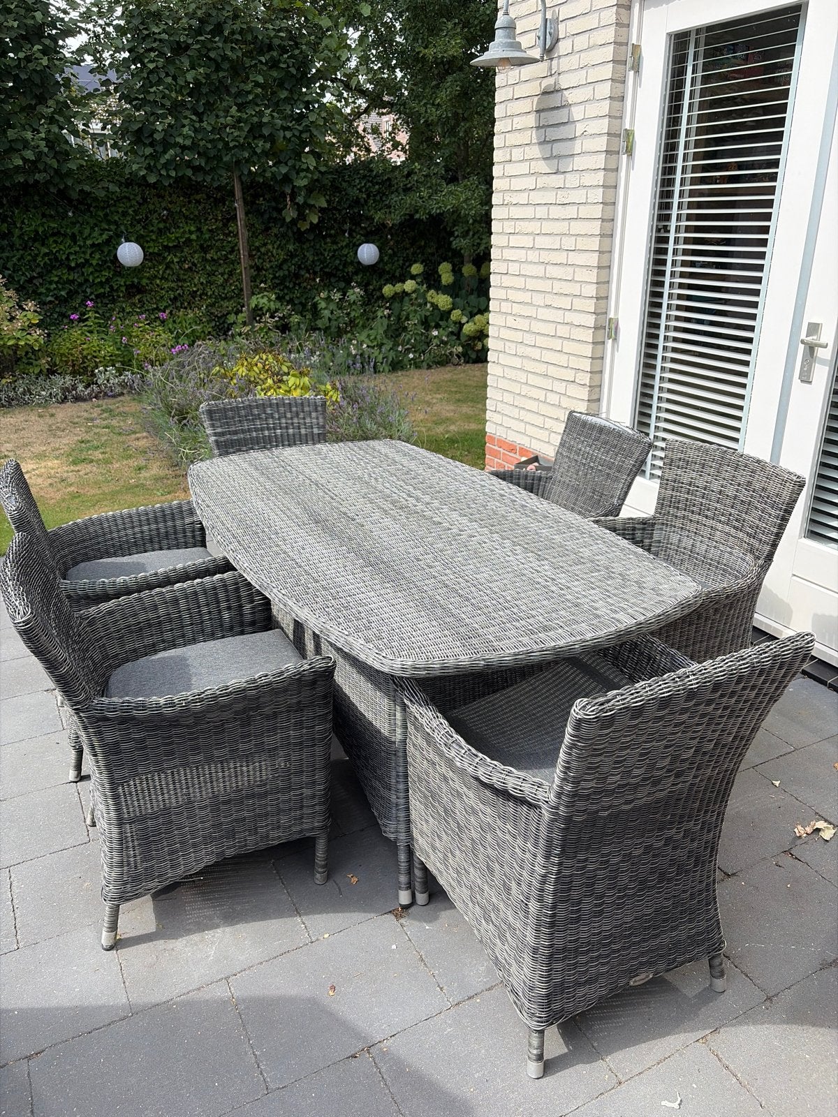 Hartman Wicker Tuinset 7-delig met Kussens, Ophalen, Gebruikt, Eettafel, 6 zitplaatsen