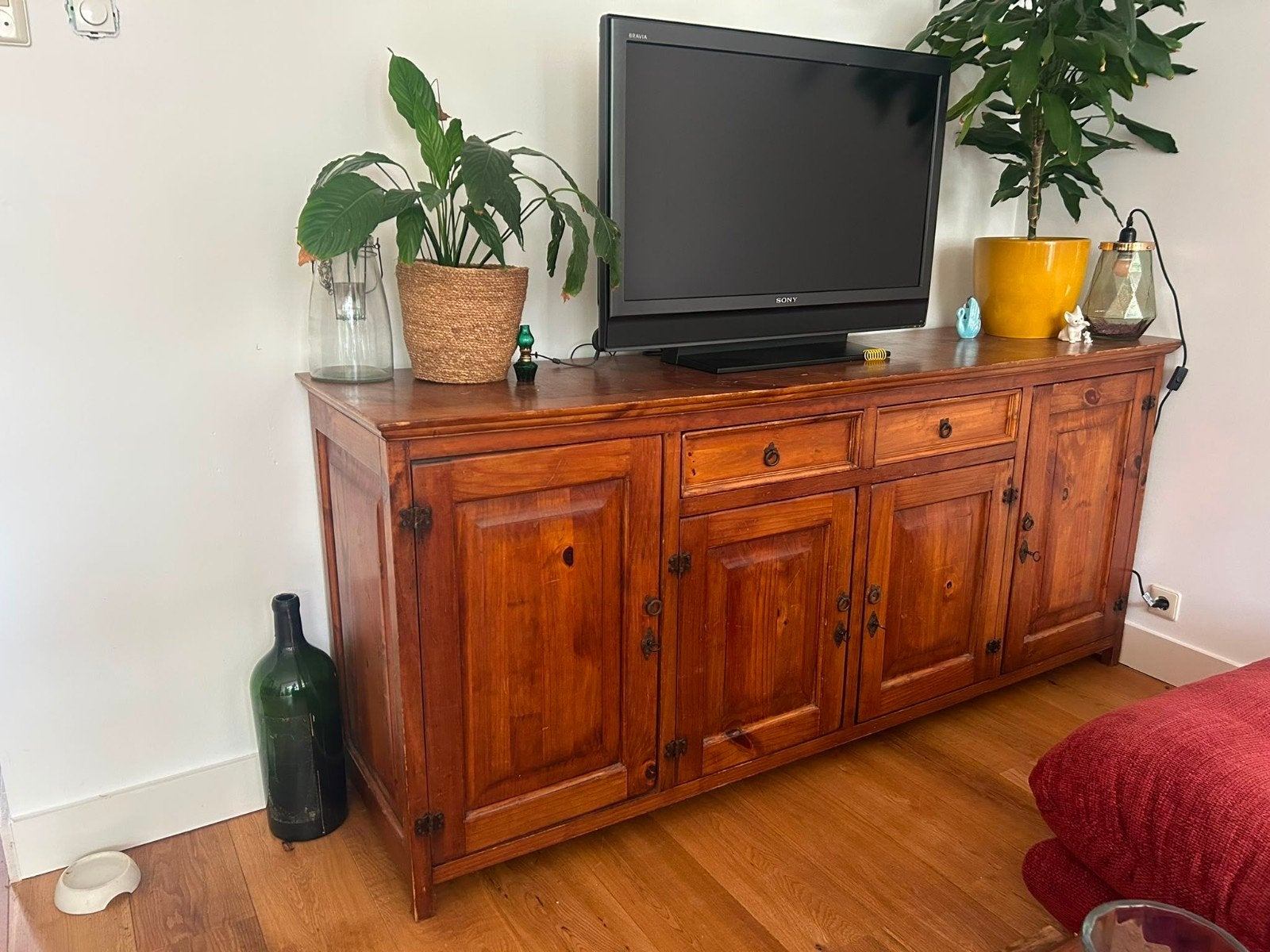 Mexicaans dressoir van teakhout, Huis en Inrichting, Kasten | Dressoirs, Gebruikt, Teakhout, Ophalen of Verzenden, 200 cm of meer