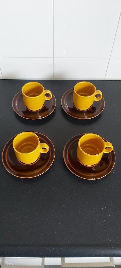 Vintage Jasba Kop en Schotel (4x) Jaren 70 W-Germany., Verzamelen, Retro, Ophalen of Verzenden, Huis en Inrichting