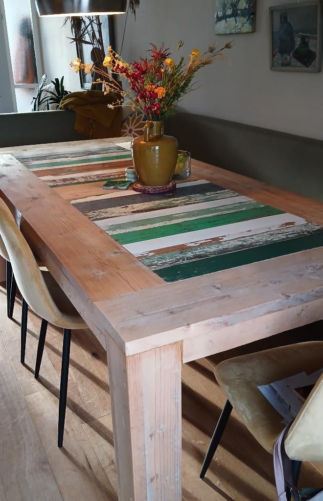 Eettafel steigerhout, Ophalen, 200 cm of meer, 50 tot 100 cm, Vijf personen of meer