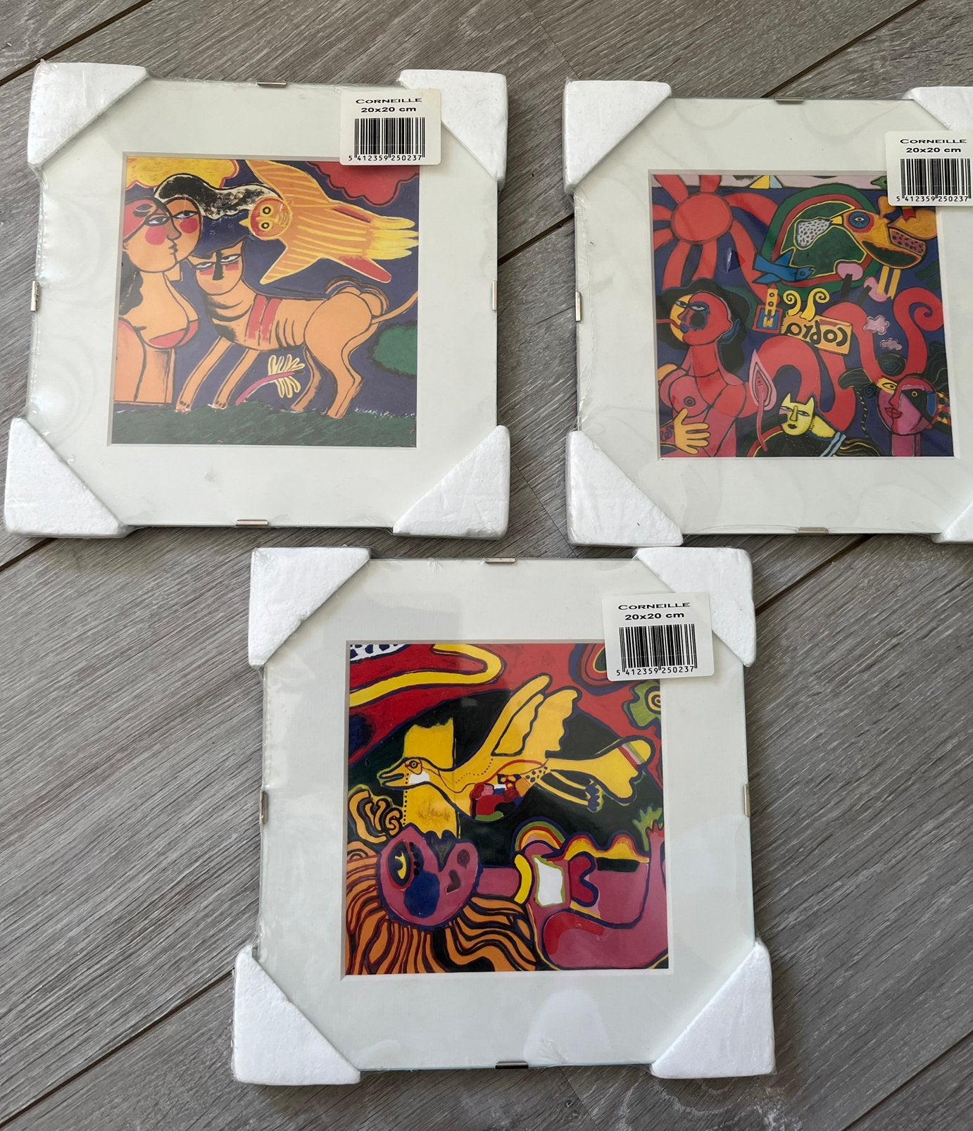 3x Corneille Kunstprints in Lijst (20x20 cm), Ophalen of Verzenden