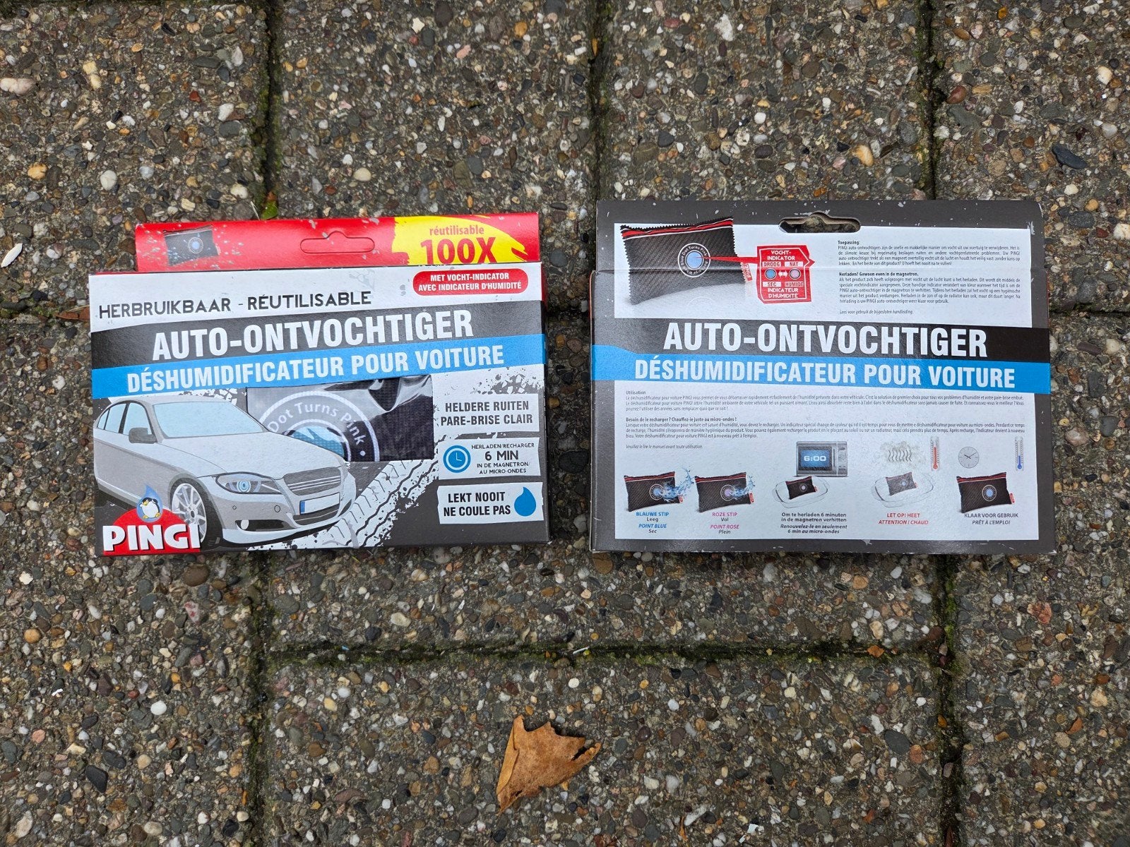 Pingi Auto-Ontvochtiger - Herbruikbaar & Lekvrij 2 stuks, Ophalen of Verzenden, Nieuw