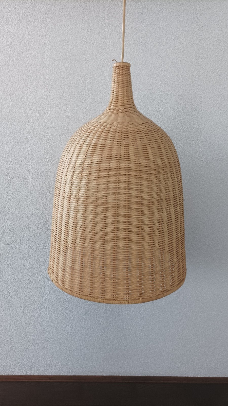 Rotan rieten hanglamp lampenkap lamp, Ophalen, Zo goed als nieuw, Natuurlijk materiaal, E27 (groot)